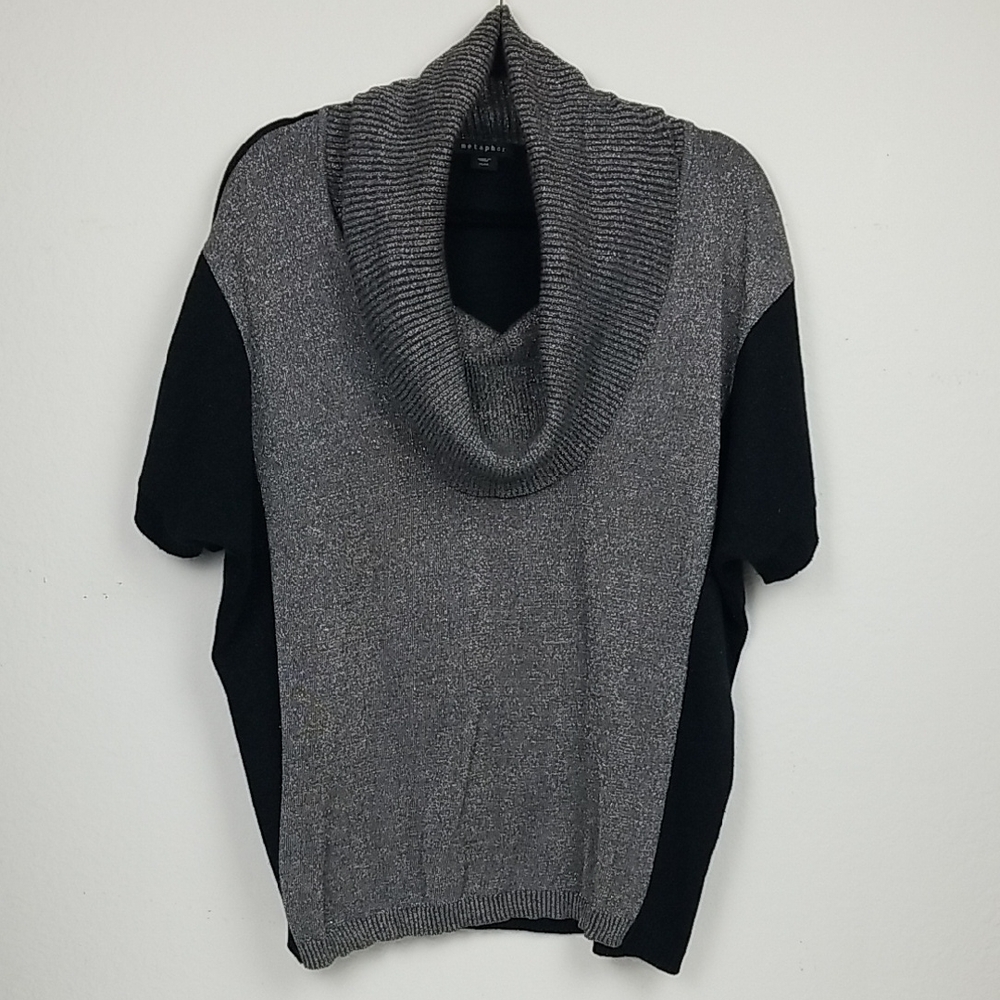 Women's Metaphor Cow Neck Sweater in Silver & Black w/Silver Sparkles (Size XL)